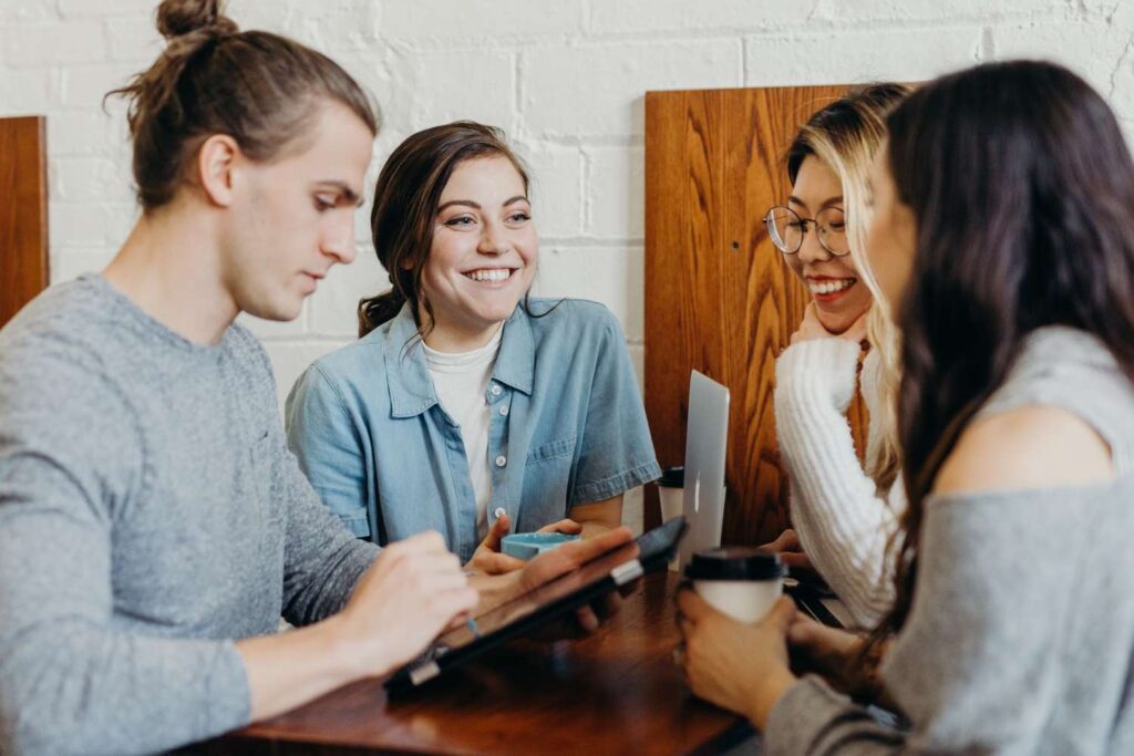 Team meeting around a table